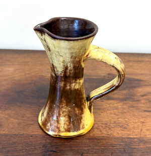 Vintage C.H. Brannam Barum Pottery Pitcher Jug Yellow Brown Glaze England 5"